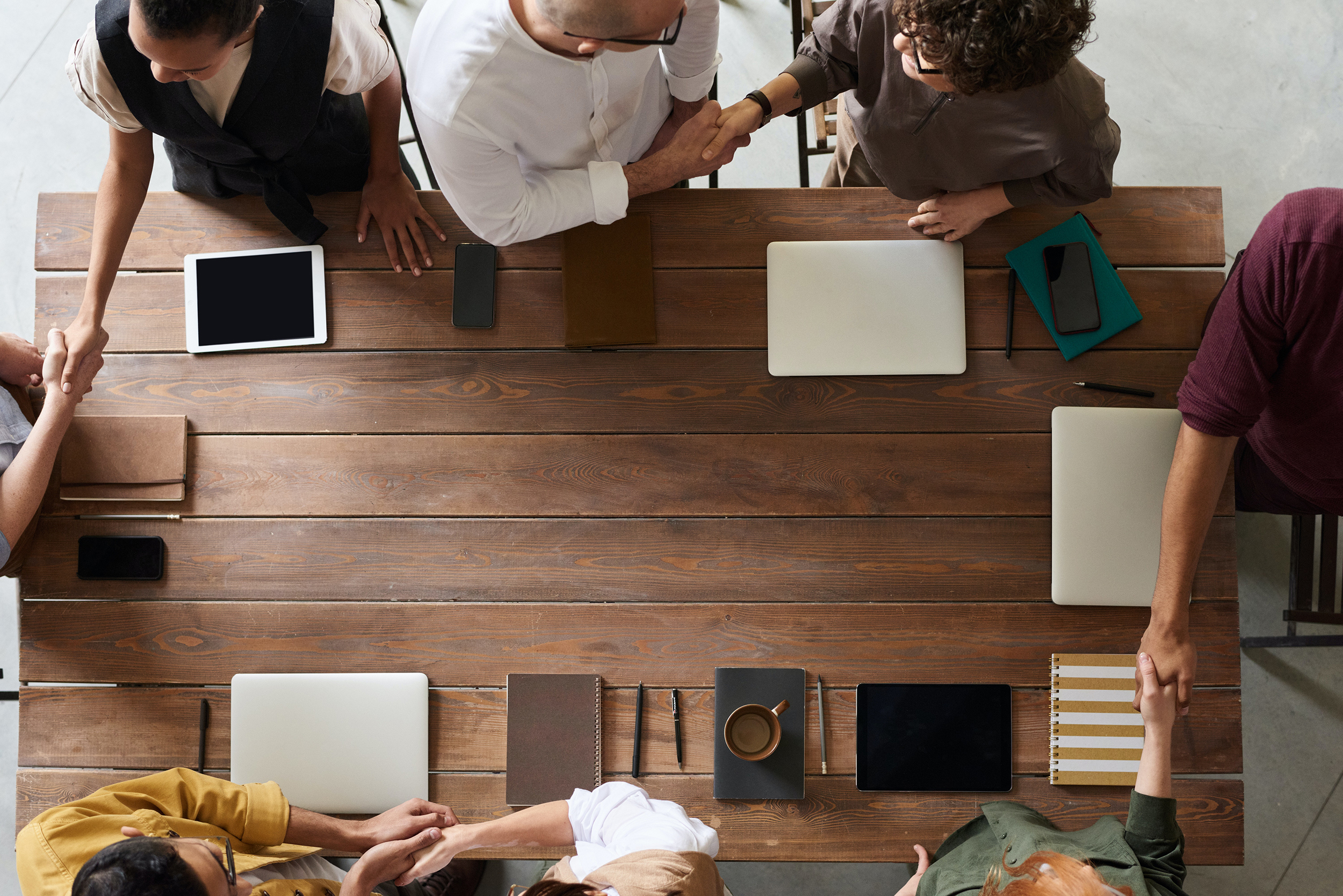 working at the table